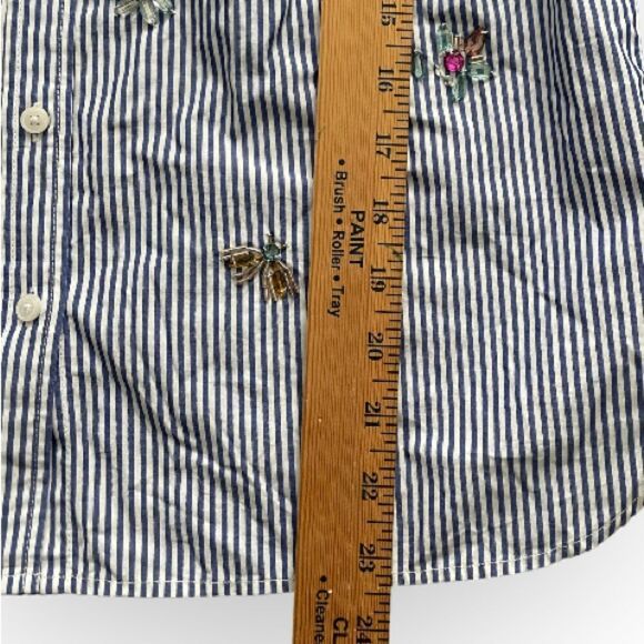 Talbots 3D Gem studded striped blouse size SP 000052 - Picture 3 of 5